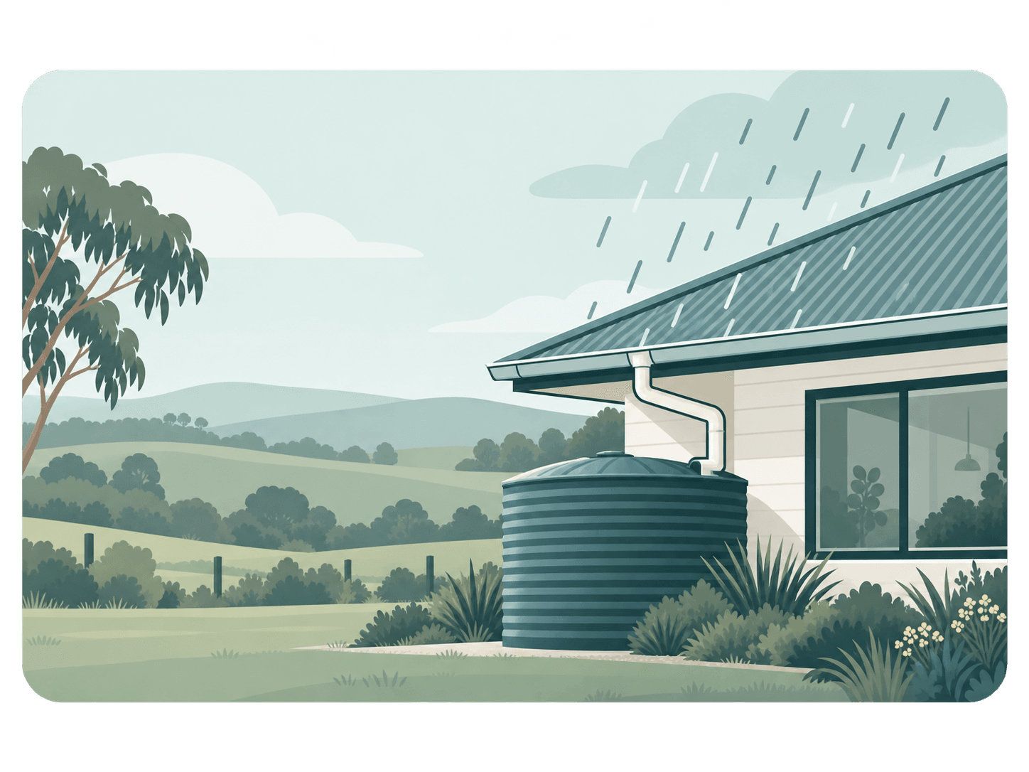 Australian home with roof catchment feeding a rainwater tank